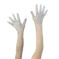 Rhinestone Opera Gloves | Sheer Mesh