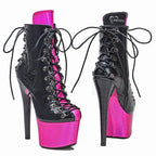 17CM Snake Print Platform Ankle Boots - High Heel Pole Dance Boots