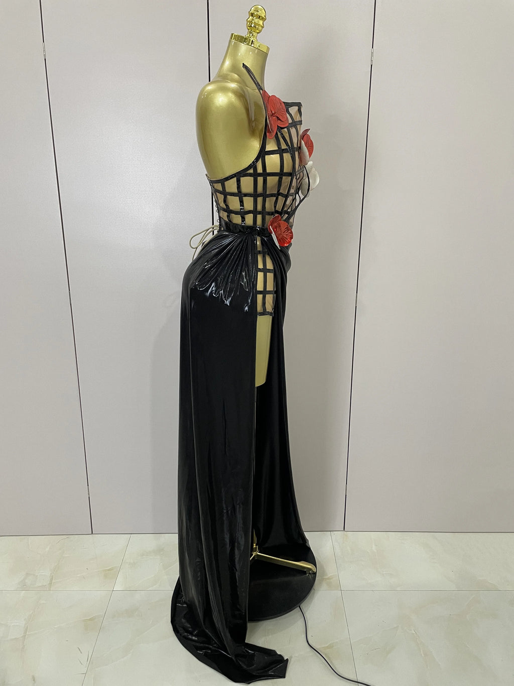 Cage Bodice Mesh Gown Set | Top, Skirt & Gloves | Stage