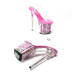 8-Inch Pink Rose Platform Sandals - Peep Toe Exotic Dance Heels
