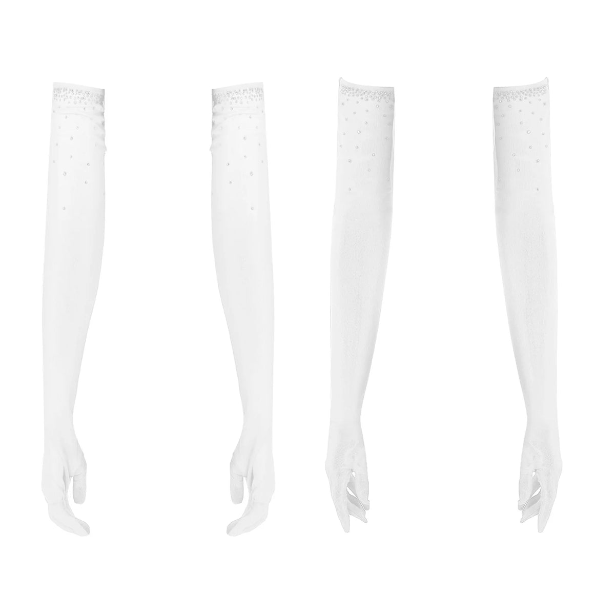 Rhinestone Mesh Gloves | Full Length | Dance