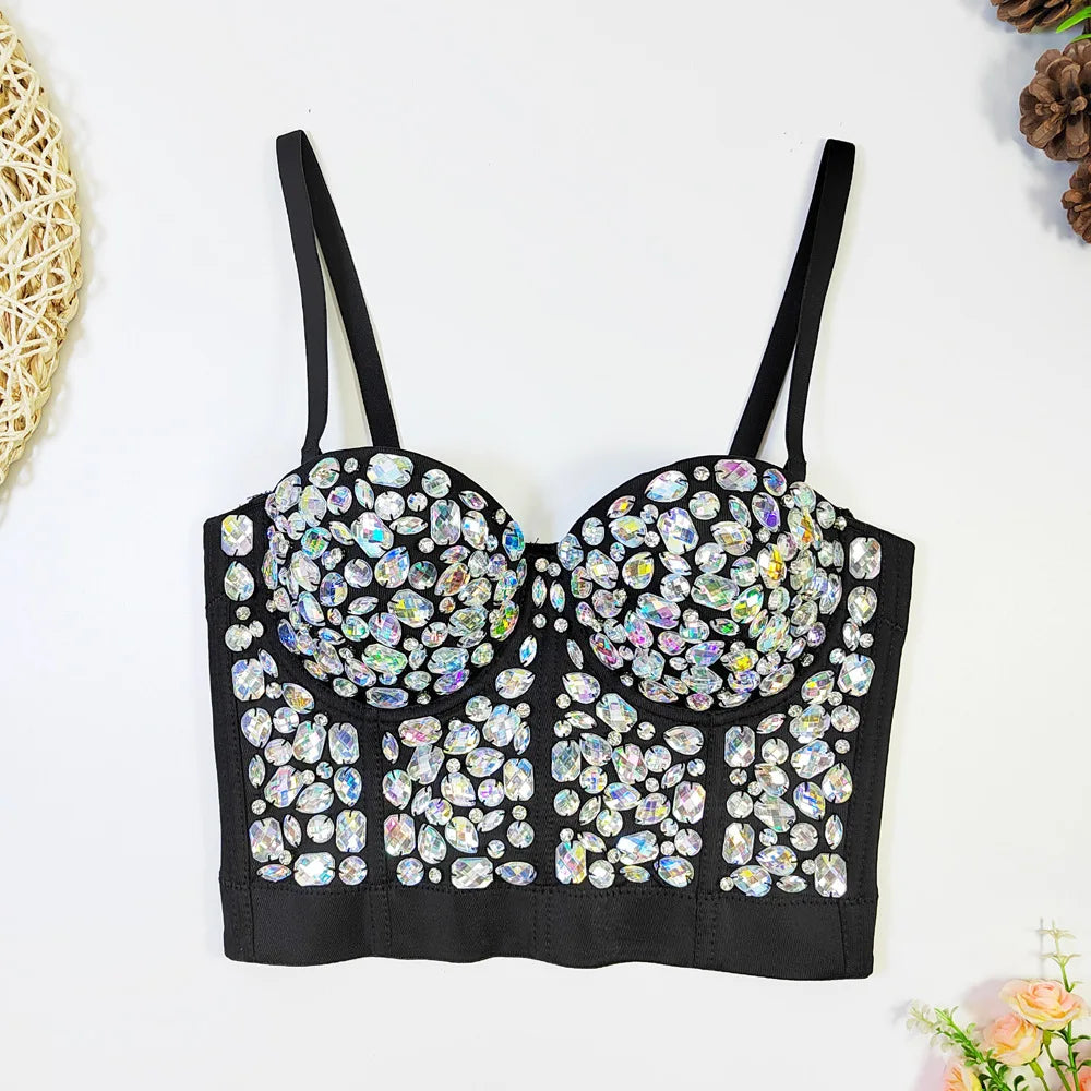 Heavy Beading Rhinestone Bustier | Colorful Crystal Corset Top