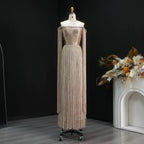 Gold Tassel Formal Gown | Off-Shoulder | Floor-Length