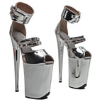 9-Inch Metallic Platform Sandals - Slip-On Dance Heels