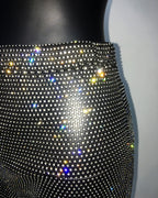 Rhinestone Fishnet Mesh High-Waisted Pants