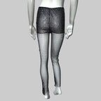 Rhinestone Fishnet Pants - Sheer Mesh Trousers
