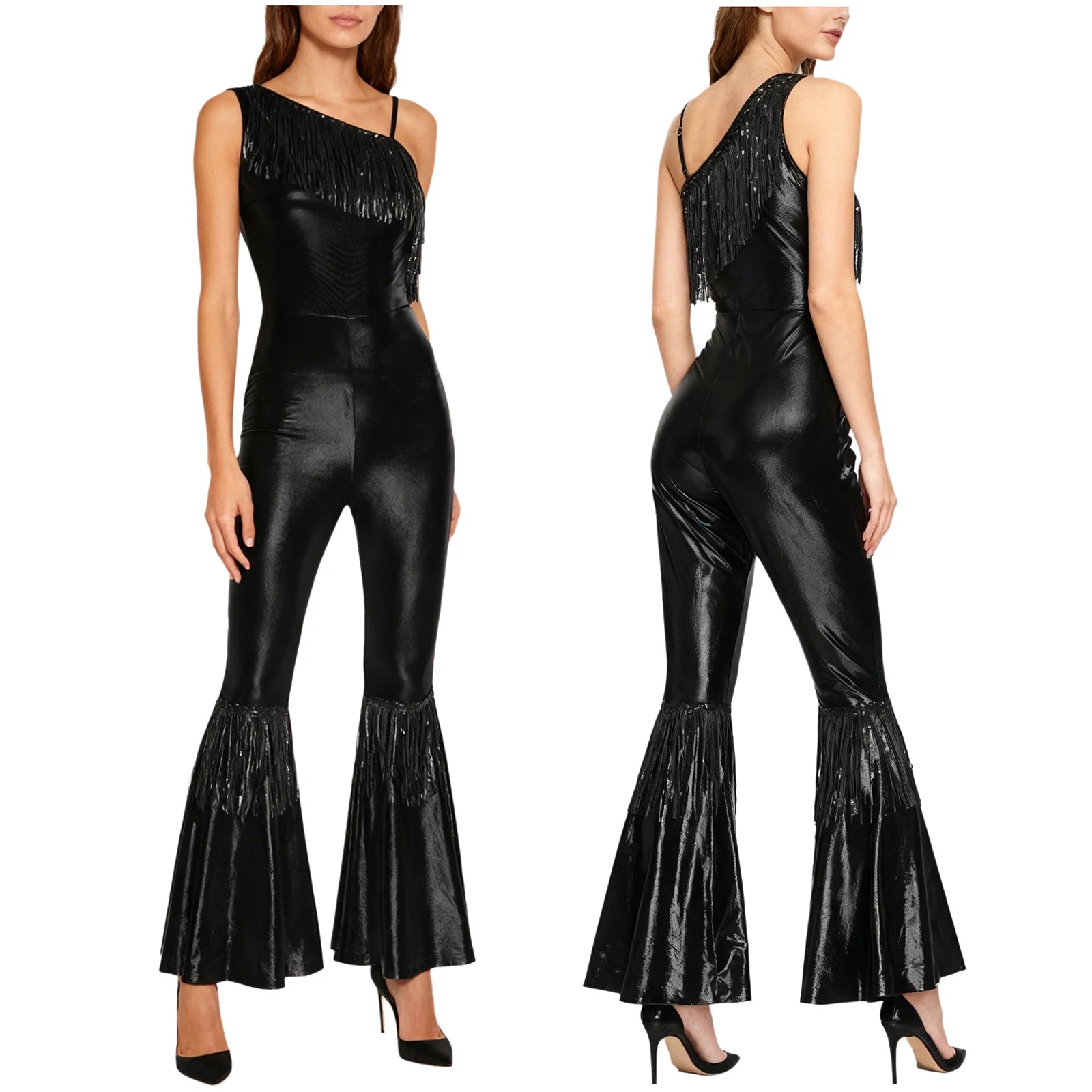 Women's Metallic Disco Jumpsuit | One Shoulder | Bell Bottom