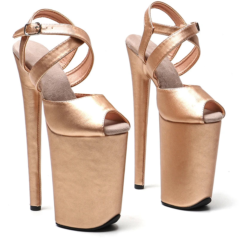 9-Inch Matte Platform Sandals | Open Toe | Cross Strap
