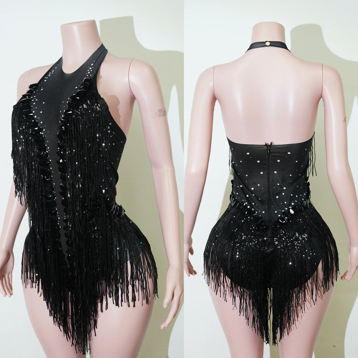 Stage Bodysuit | Rhinestone Fringe