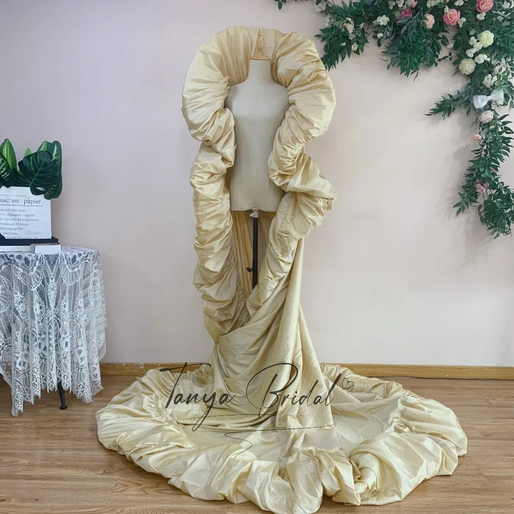 Ruffled Taffeta Cape | Drag Pageant Cloak | High Collar | 230cm