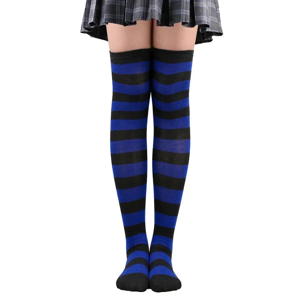 Striped & Polka Dot Thigh-High Stockings | Over-Knee | 27 Colors