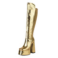 Knee-High Platform Boots | Croc-Effect | 14cm