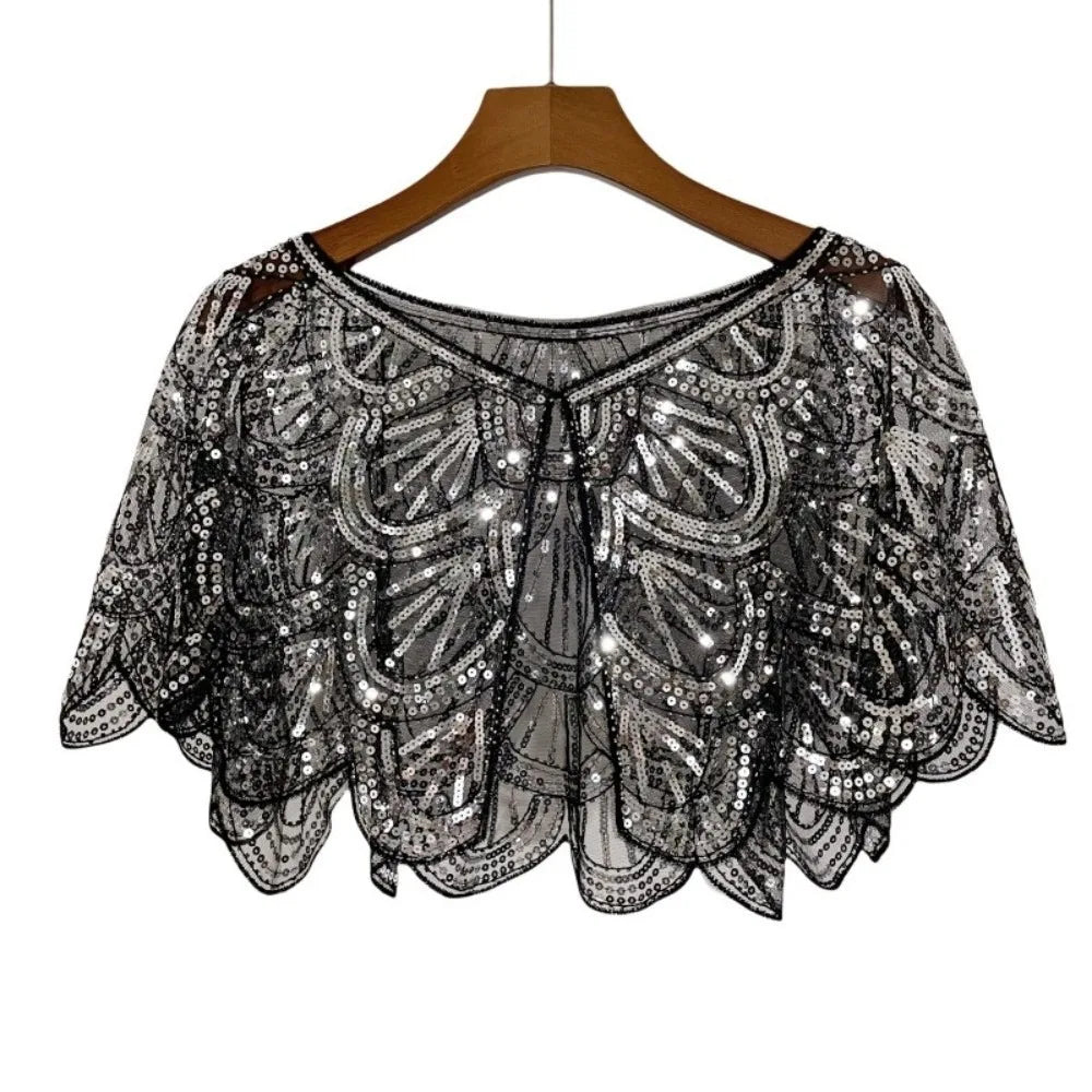 Sequin Shawl Cape | Sparkling Ruffle | Stage & Party