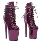 8-Inch Patent Ankle Platform Boots - Open Toe Boots
