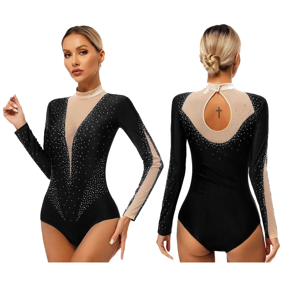Starlight Long-Sleeve Rhinestone Leotard