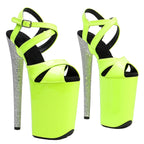 Patent Platform Ankle Strap Heels - 9 Inch Glitter Pole Dance Sandals
