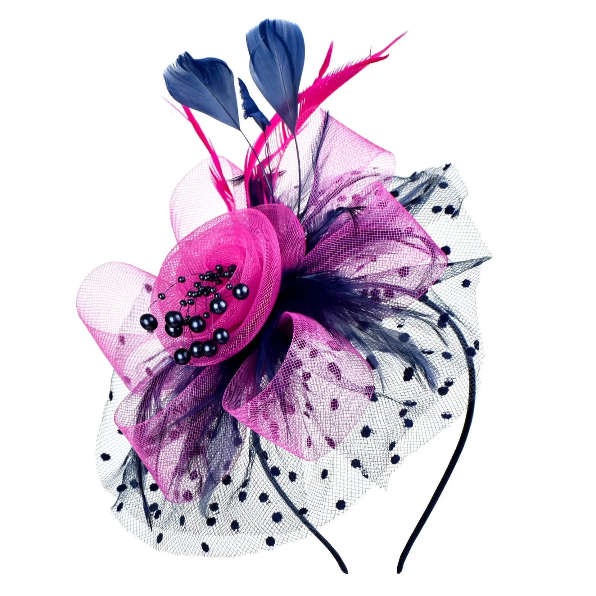 Feather Flower Fascinator Hat | Floral Mesh Headband | 36 Colors