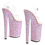 23cm Clear Glitter Platform Sandals - High Heel Dance Shoes