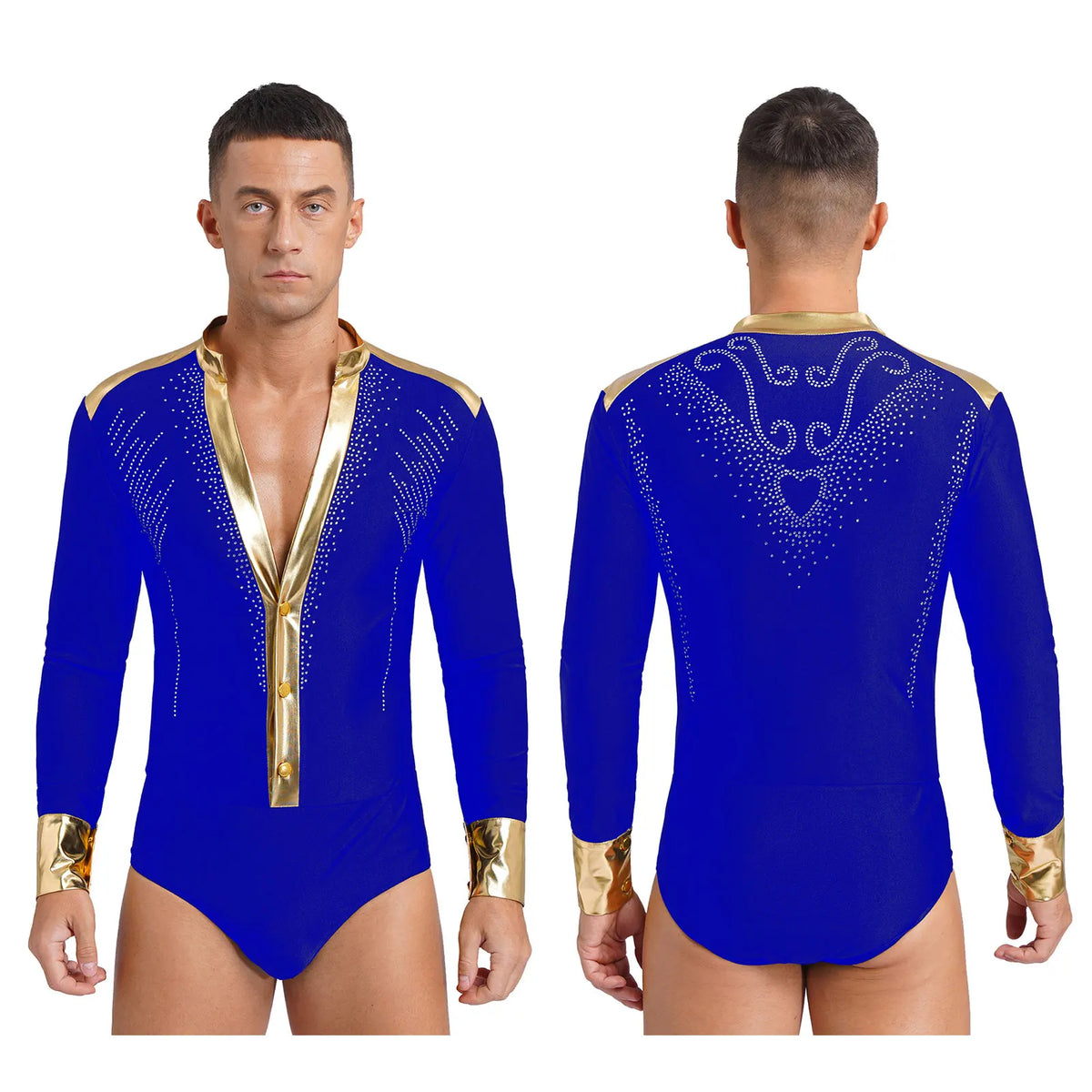 Men’s Dance Bodysuit | Metallic Gold Trim