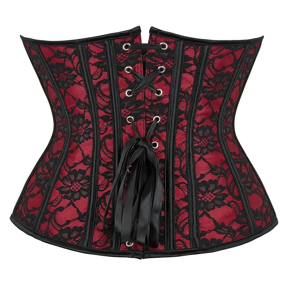 Floral Brocade Underbust Corset | 14-Bone | Waist Cincher | Plus Size