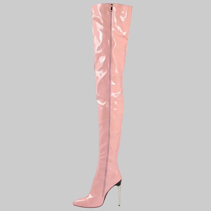 Daring Patent Thigh-High Stiletto Boots - Extreme Over-the-Knee Performance & Nightlife Boots (11cm Heel)