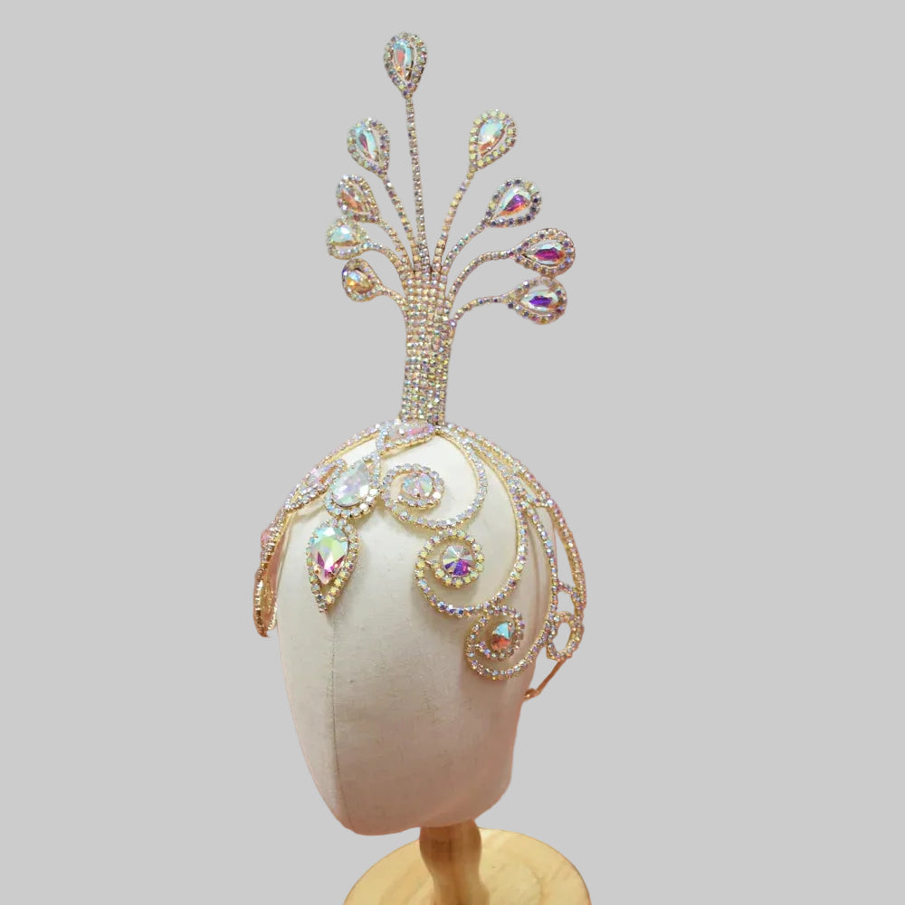 Oversized Rhinestone Crown Headpiece - Statement Tiara for Stage & Performance