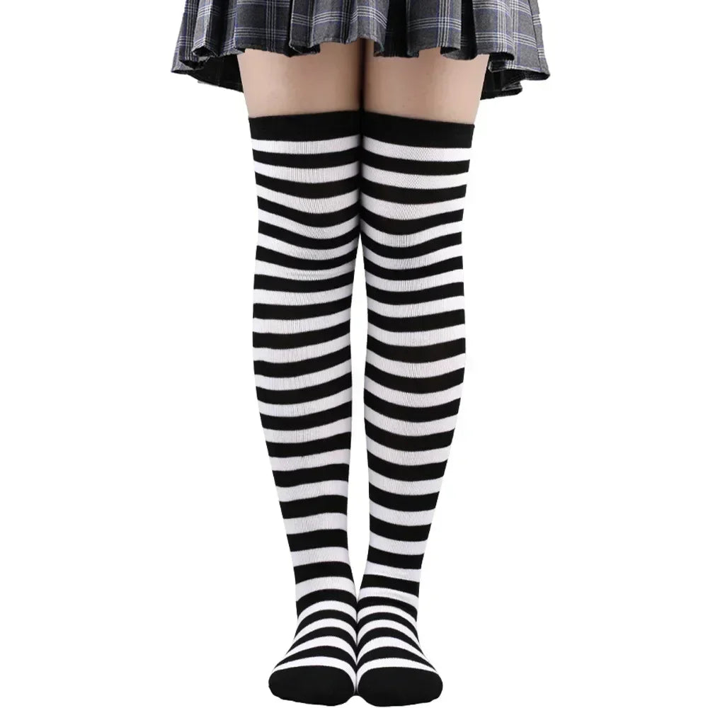 Striped & Polka Dot Thigh-High Stockings | Over-Knee | 27 Colors