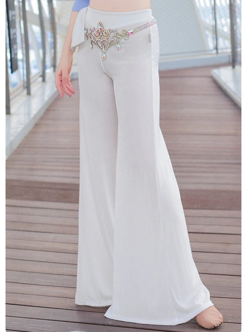 Belly Dance Flare Pants | Mesh & Bowknot Detail