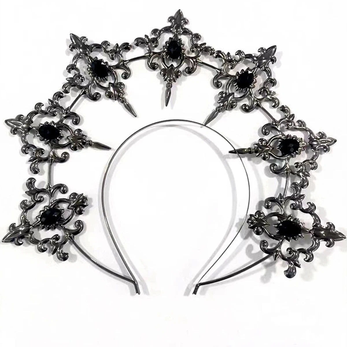 Regal Spiked Rhinestone Halo Headpiece