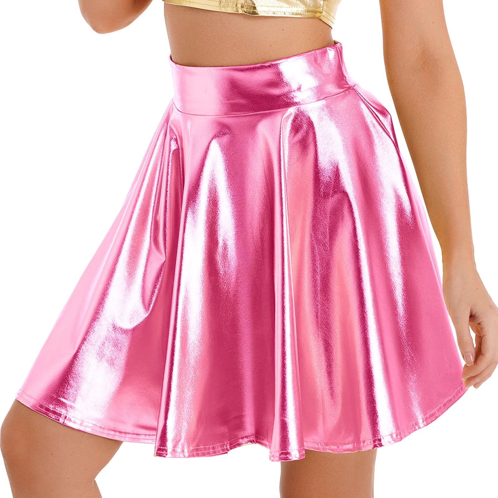 Metallic Flare Mini Skirt | Rave Festival Skater
