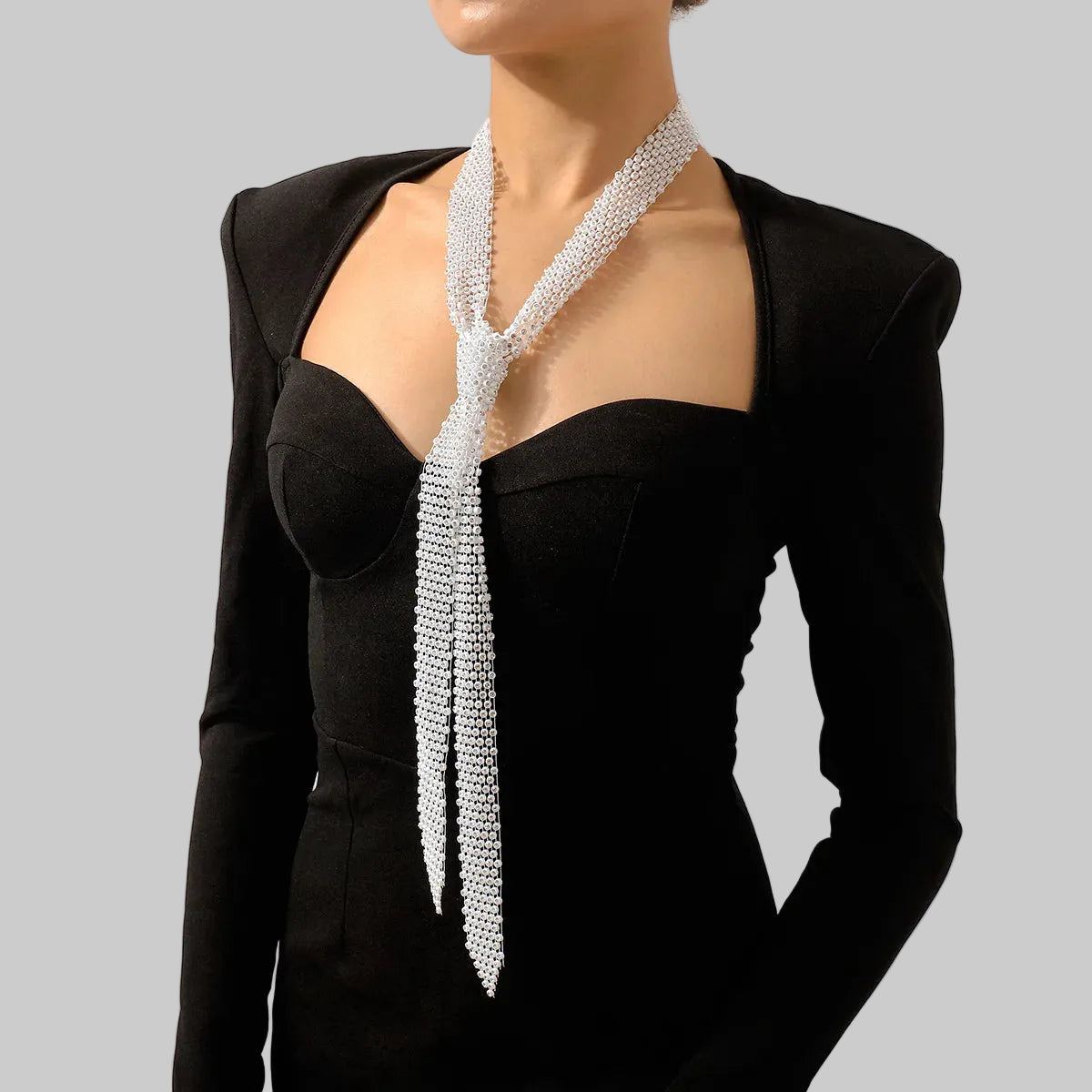 Rhinestone Fishnet Scarf - Sparkly Mesh Shawl Accessory