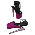 8-Inch Glitter Ankle Boots - Lace-Up Dance Boots