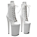 23cm Matte Platform Ankle Boots - Sexy Lace-Up Dance Boots