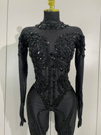 Mesh & Spandex Stage Jumpsuit | Slim Fit | S–XL