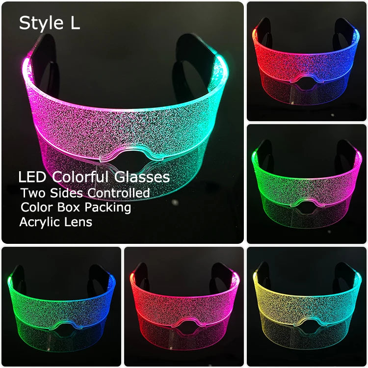 LED Acrylic Visor Glasses | 12-Mode Light-Up Rave Eyewear