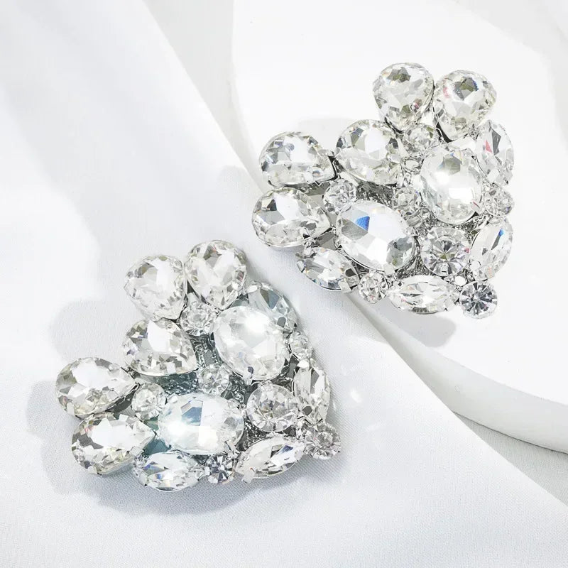 Rhinestone Heart Clip-On Earrings