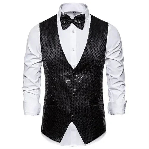 Men's Sequin Waistcoat | V-Neck