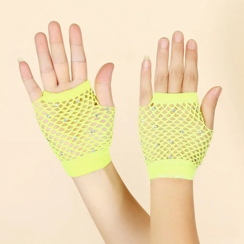 Rhinestone Fishnet Gloves | Fingerless