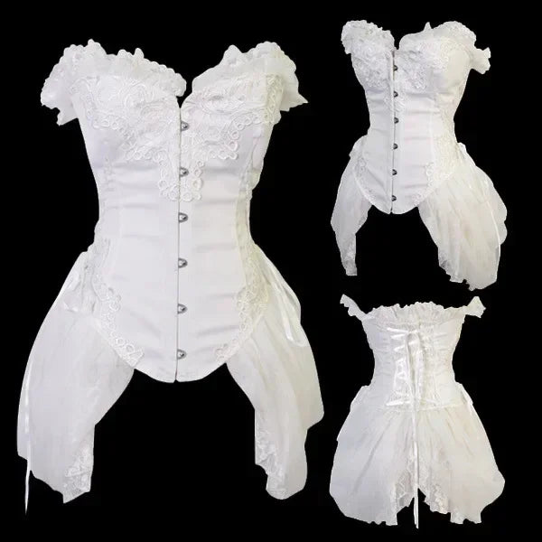 Satin Gothic Overbust Corset | Tulle Skirt | Victorian Bustier