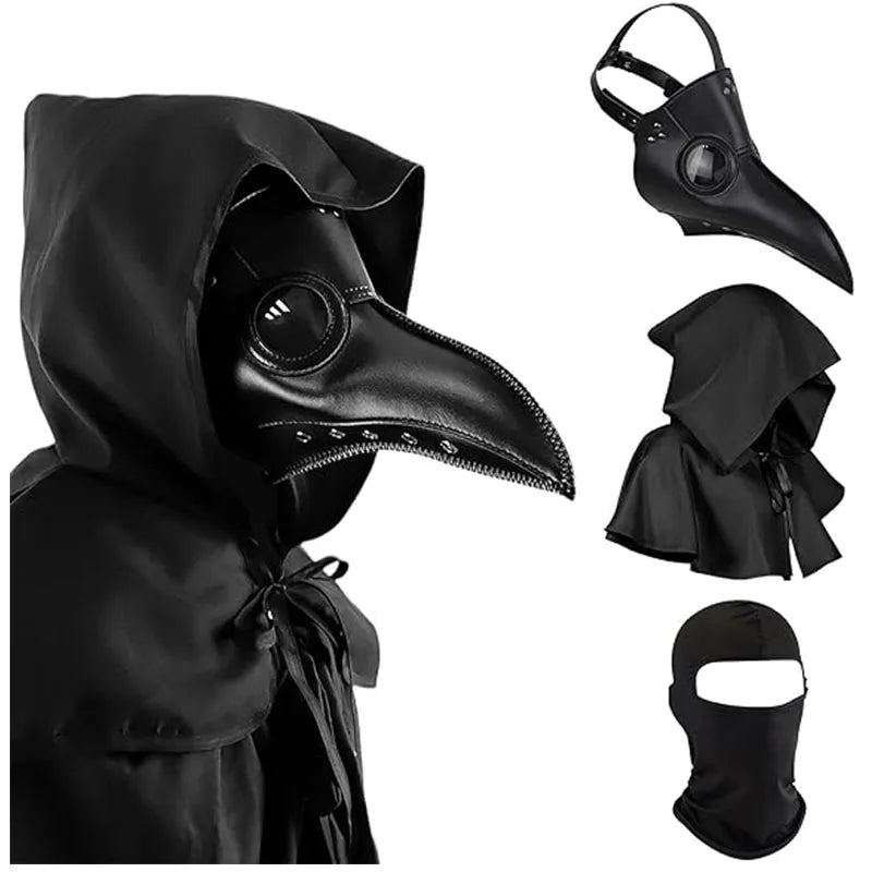 Plague Doctor Mask Set | Beak Mask & Hooded Cloak | 3-in-1