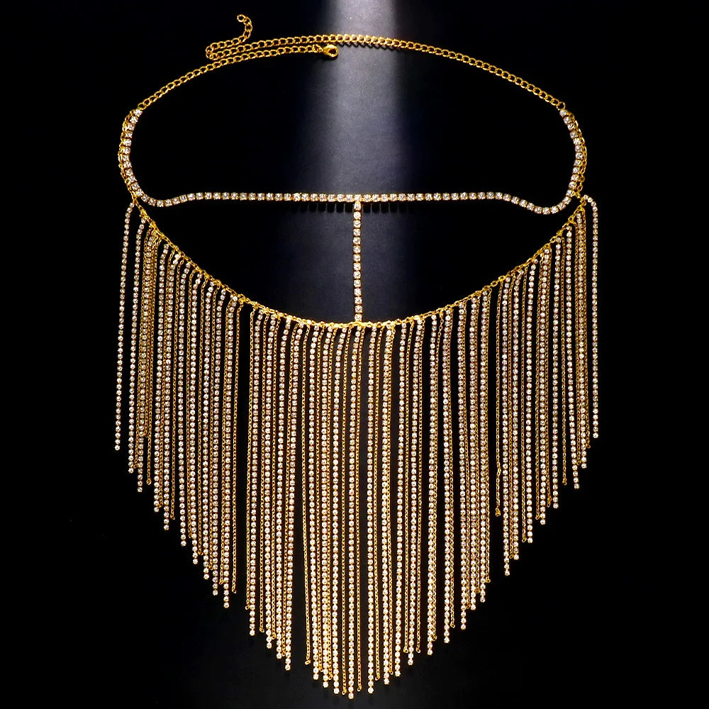 Dazzling Rhinestone Fringe Face Mask - Showgirl, Festival & Performance Accessory