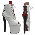 Platform Pole Dance Boots | 20cm Open Toe | Snake Print