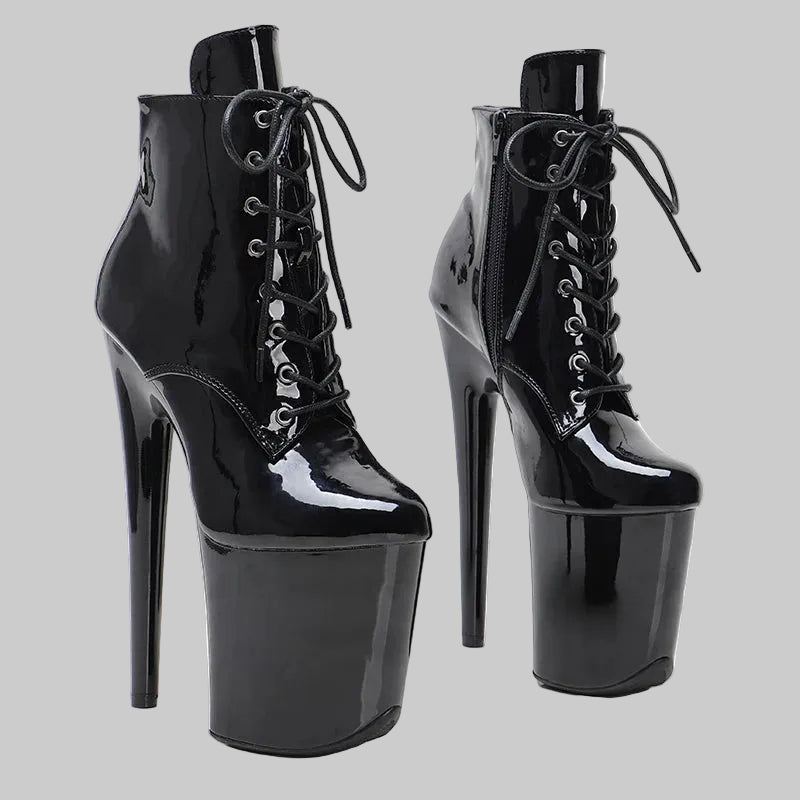 Patent 8-Inch Platform Ankle Boots - Multiple Colors