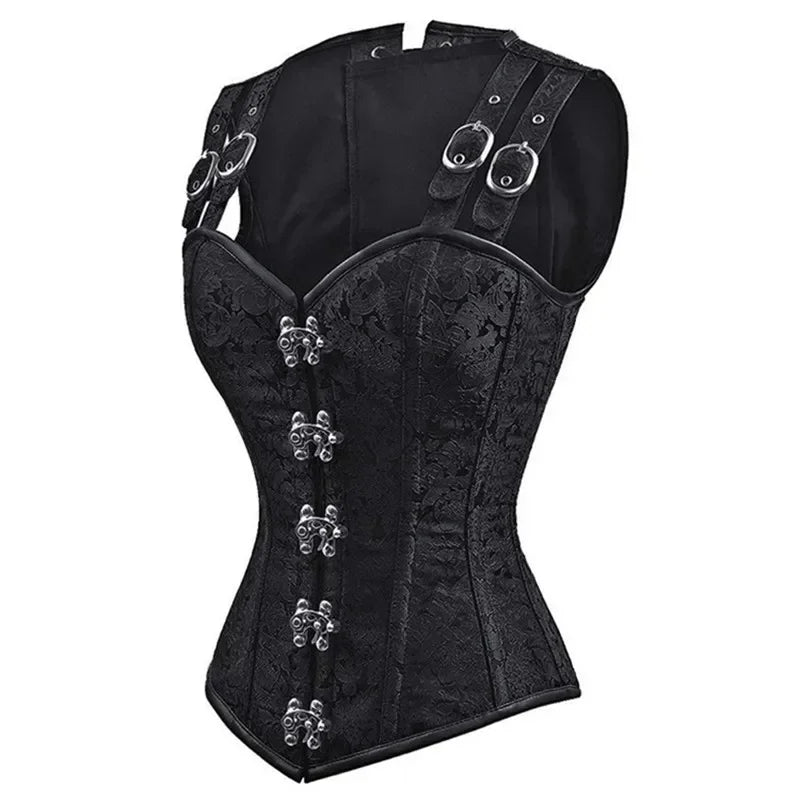 Steampunk Gothic Overbust Corset | Steel Boned Jacquard | S–XXL