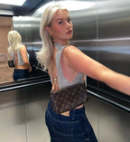 Rhinestone Backless Camisole - Sequin Metal Tank Top