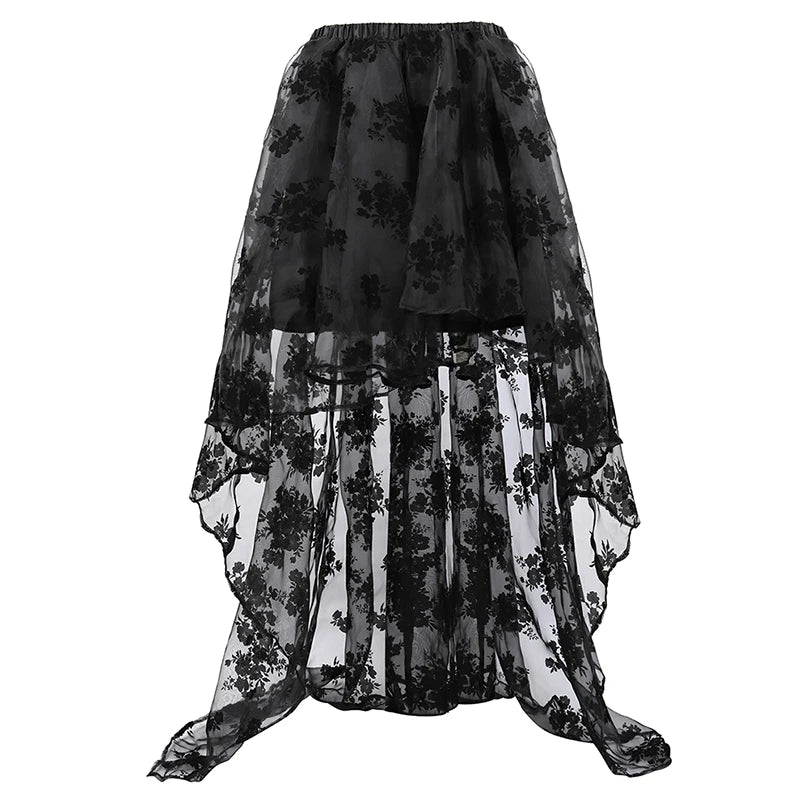 Gothic Floral Corset Dress Set | Red & Black | Lace Skirt | Plus Size