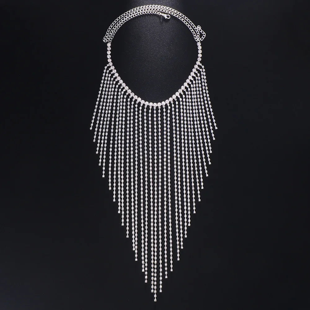 Dazzling Rhinestone Fringe Face Mask - Showgirl, Festival & Performance Accessory
