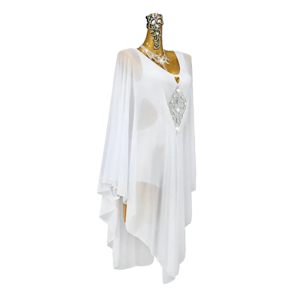 Rhinestone Latin Dance Dress with Accessories Set — White