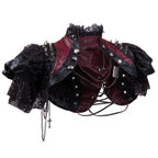 Gothic Lace & Faux Leather Bolero | Chains & Rivets | Steampunk Jacket