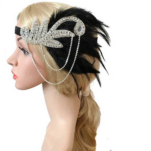 1920s Flapper Headband | Crystal & Feather